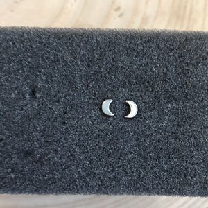 Silver and mother of pearl crescent moon earrings